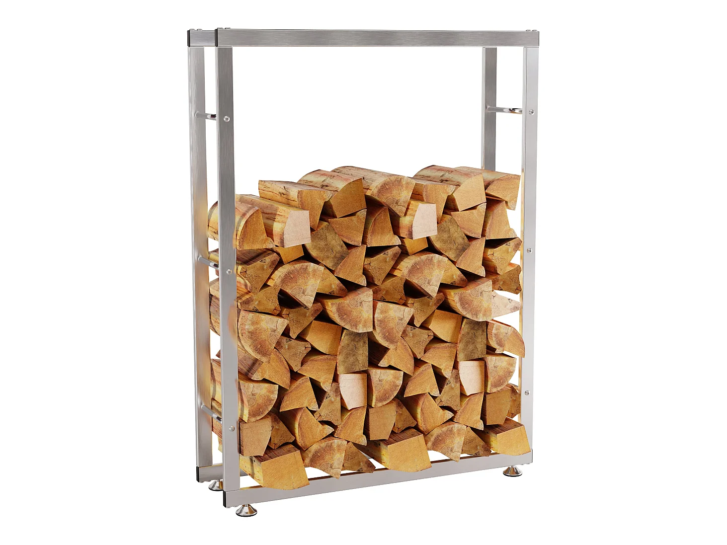 Etagère bois de cheminée - Acier inoxydable - 25x80x150 cm - Acier inoxydable - Keri V2