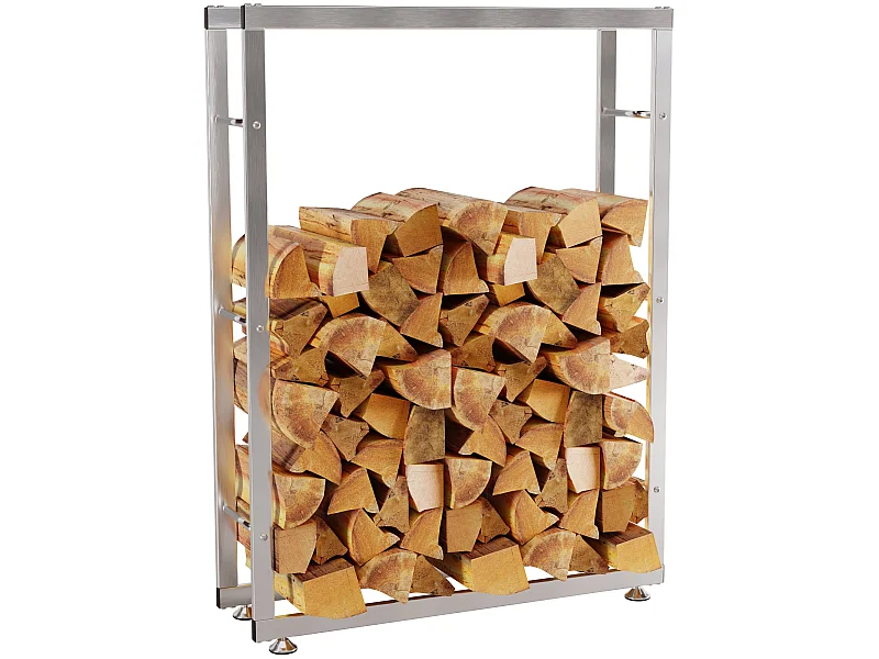 Etagère bois de cheminée - Acier inoxydable - 25x80x150 cm - Acier inoxydable - Keri V2