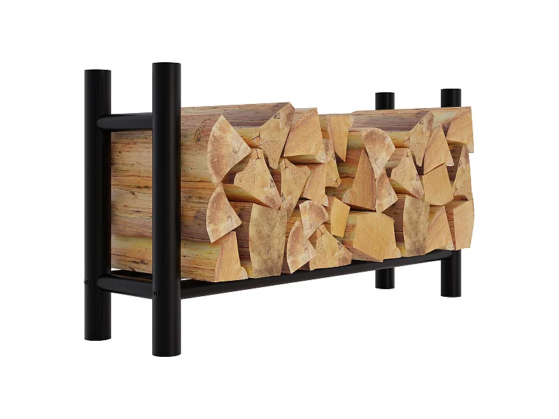 Kaminholzregal - Metall - 30x100x60 cm - schwarz - Medya