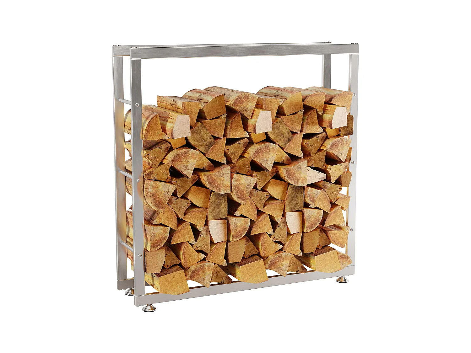 Etagère bois de cheminée - Acier inoxydable - 100 x 25 x 100cm - Acier inoxydable - Keri V2