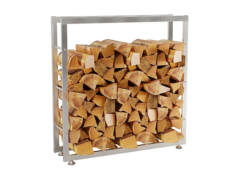 Etagère bois de cheminée - Acier inoxydable - 100 x 25 x 100cm - Acier inoxydable - Keri V2