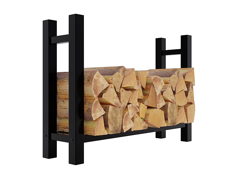 Etagère bois de cheminée - Métal - 30x100x80 cm - Noir - Medya
