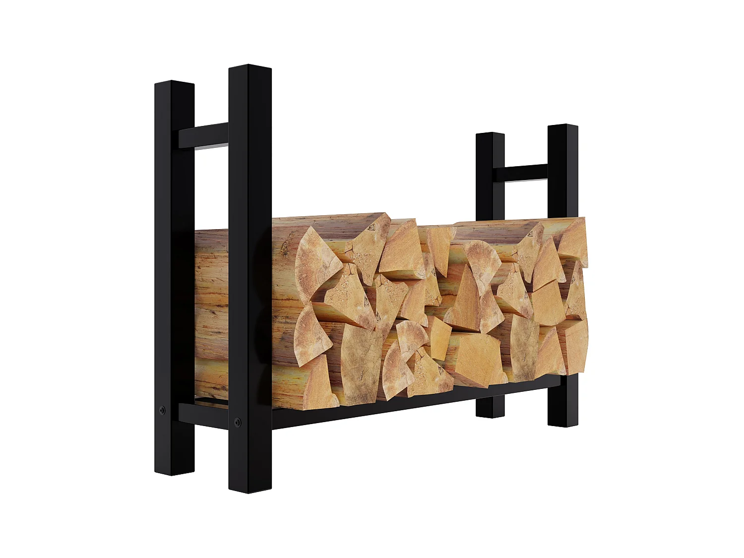 Porta legna - Metallo - 30x100x80 cm - nero - Medya