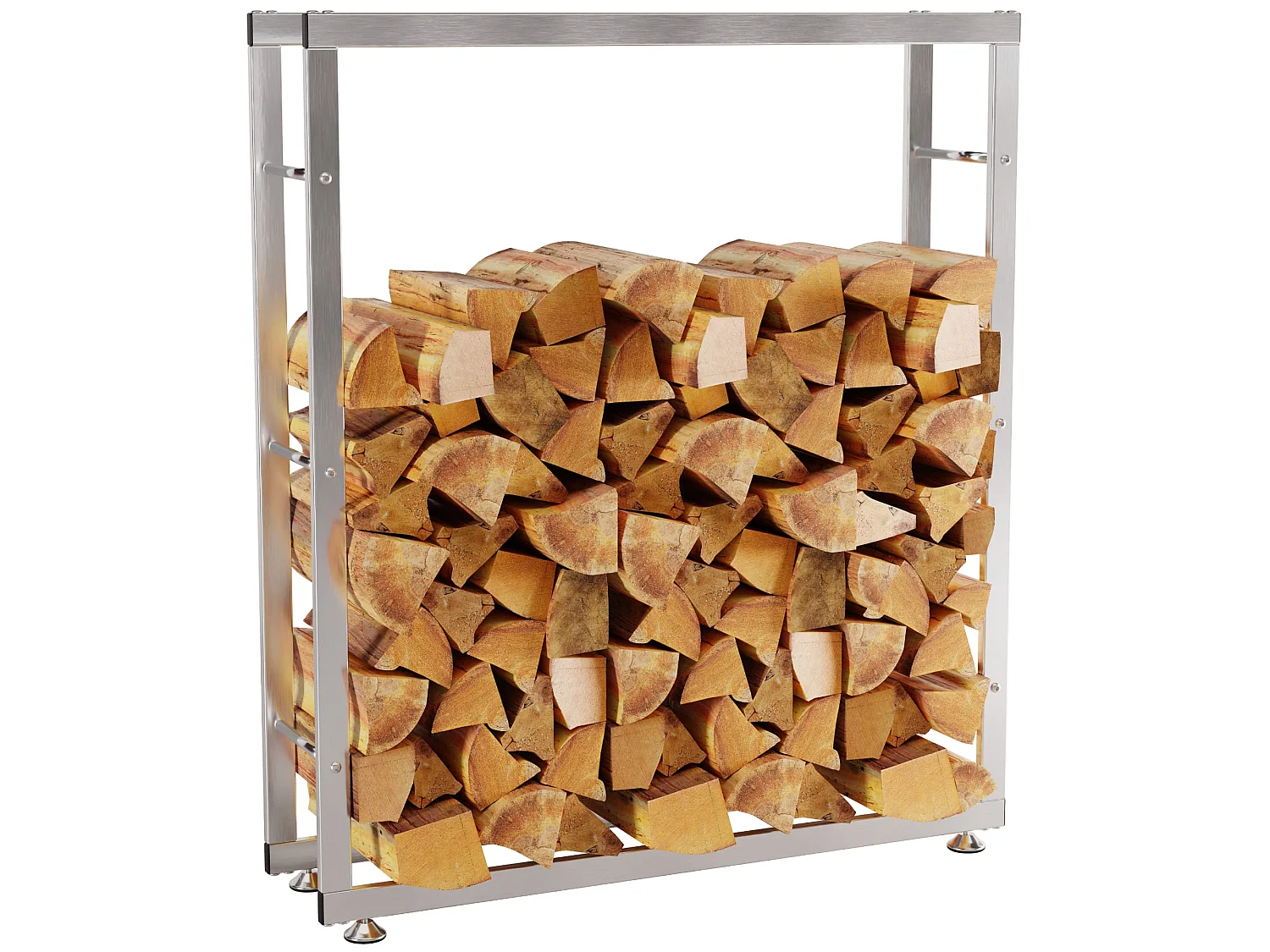 Etagère bois de cheminée - Acier inoxydable - 125 x 25 x 100cm - Acier inoxydable - Keri V2