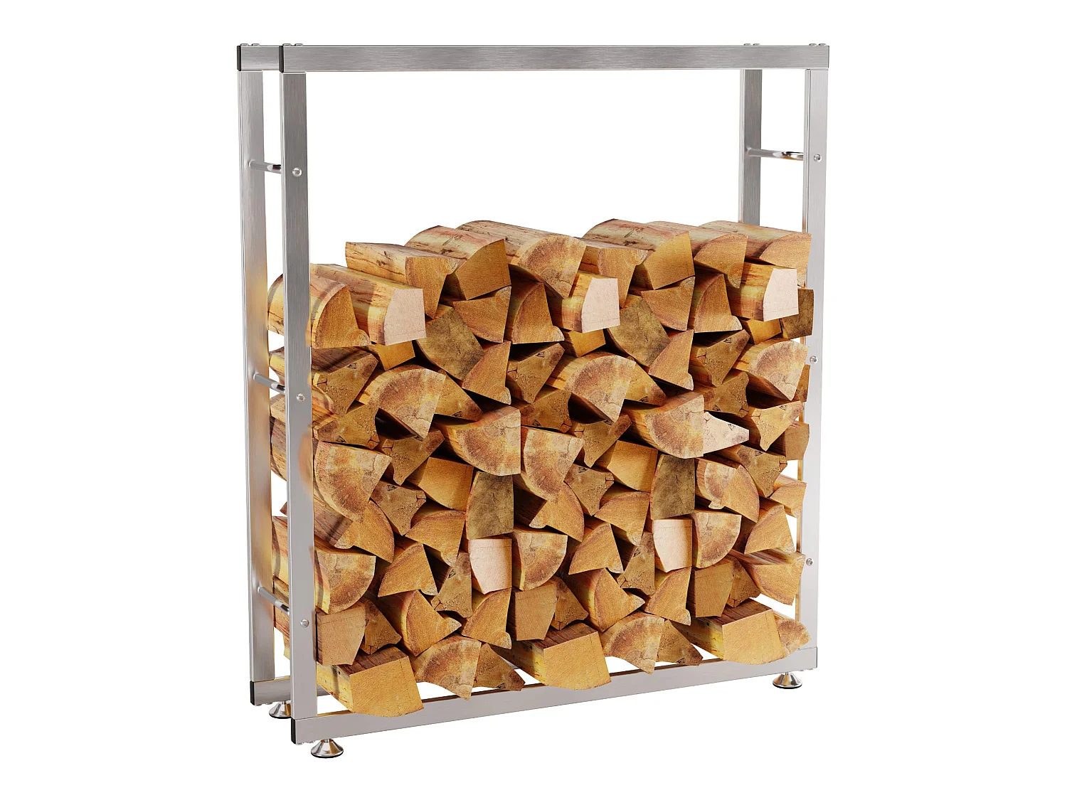 Etagère bois de cheminée - Acier inoxydable - 125 x 25 x 100cm - Acier inoxydable - Keri V2