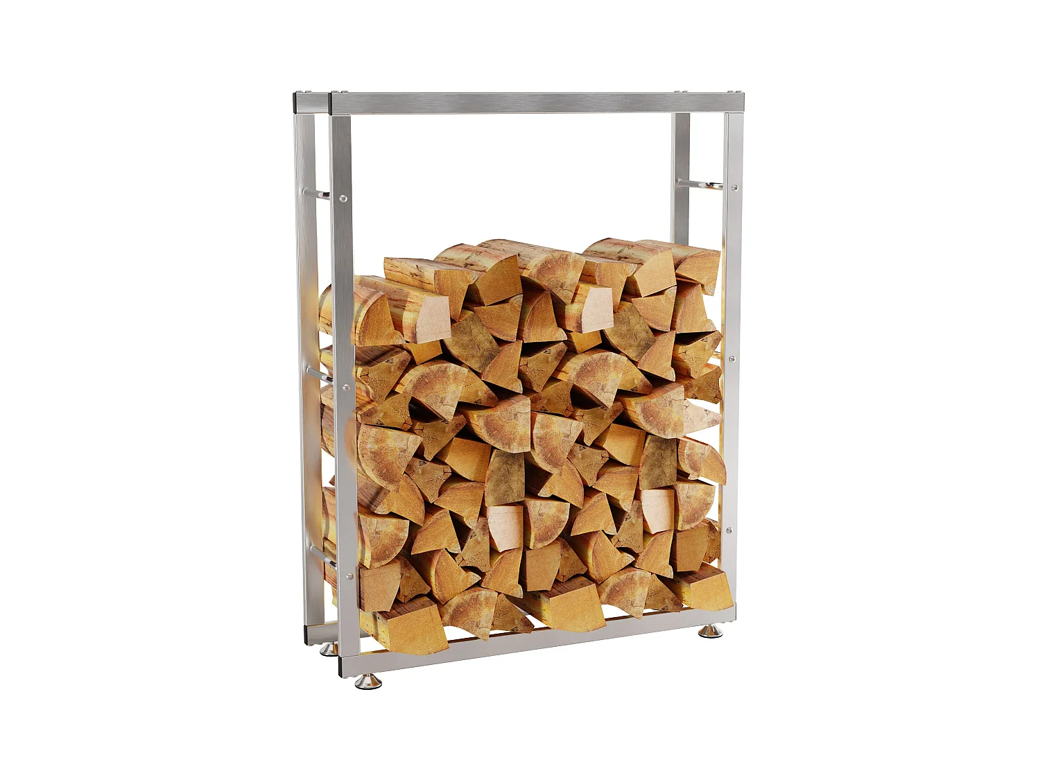 Etagère bois de cheminée - Acier inoxydable - 125 x 25 x 80cm - Acier inoxydable - Keri V2