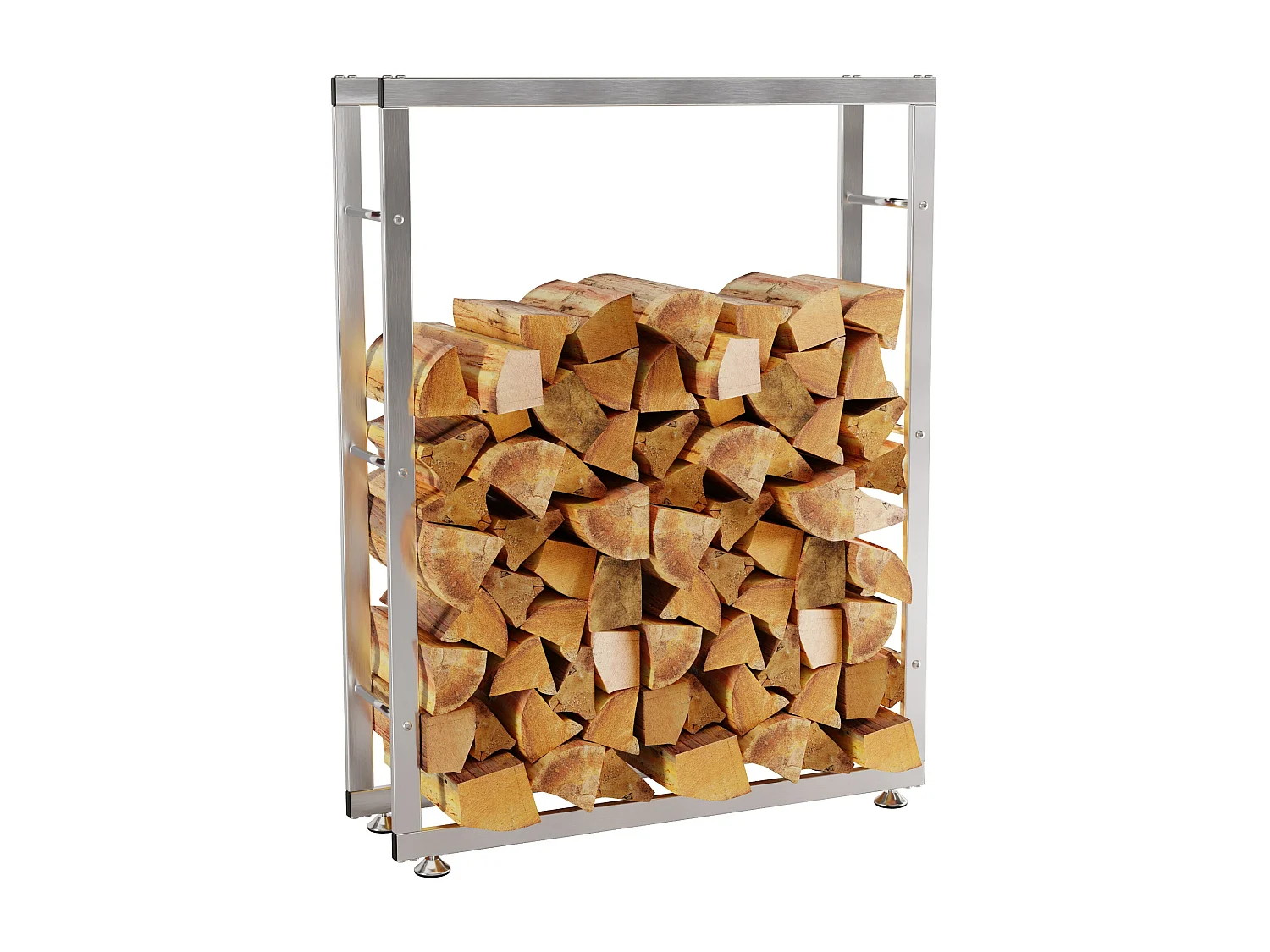 Etagère bois de cheminée - Acier inoxydable - 125 x 25 x 80cm - Acier inoxydable - Keri V2