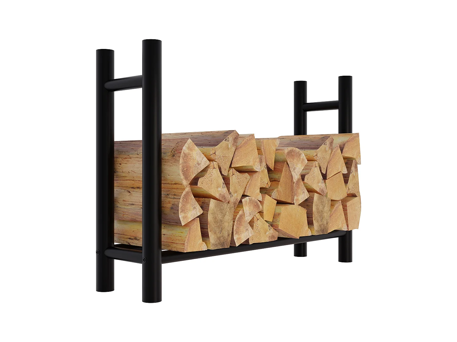 Etagère bois de cheminée - Métal - 30x100x80 cm - Noir - Medya