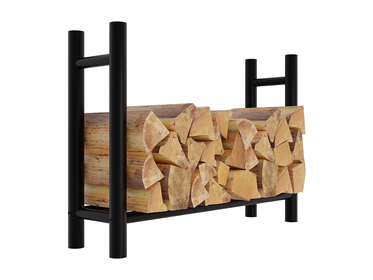 Etagère bois de cheminée - Métal - 30x100x80 cm - Noir - Medya