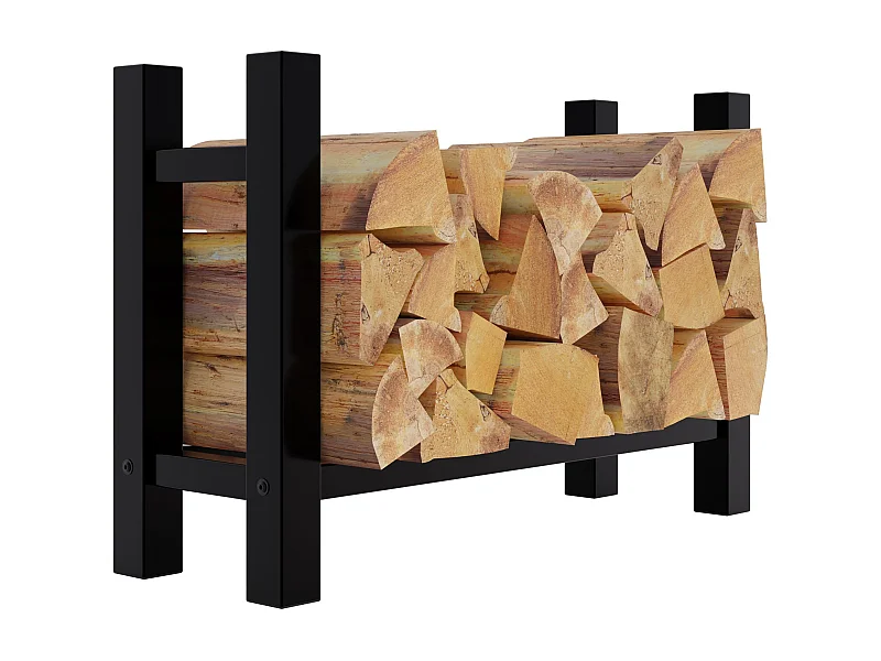 Etagère bois de cheminée - Métal - 30x80x60 cm - Noir - Medya