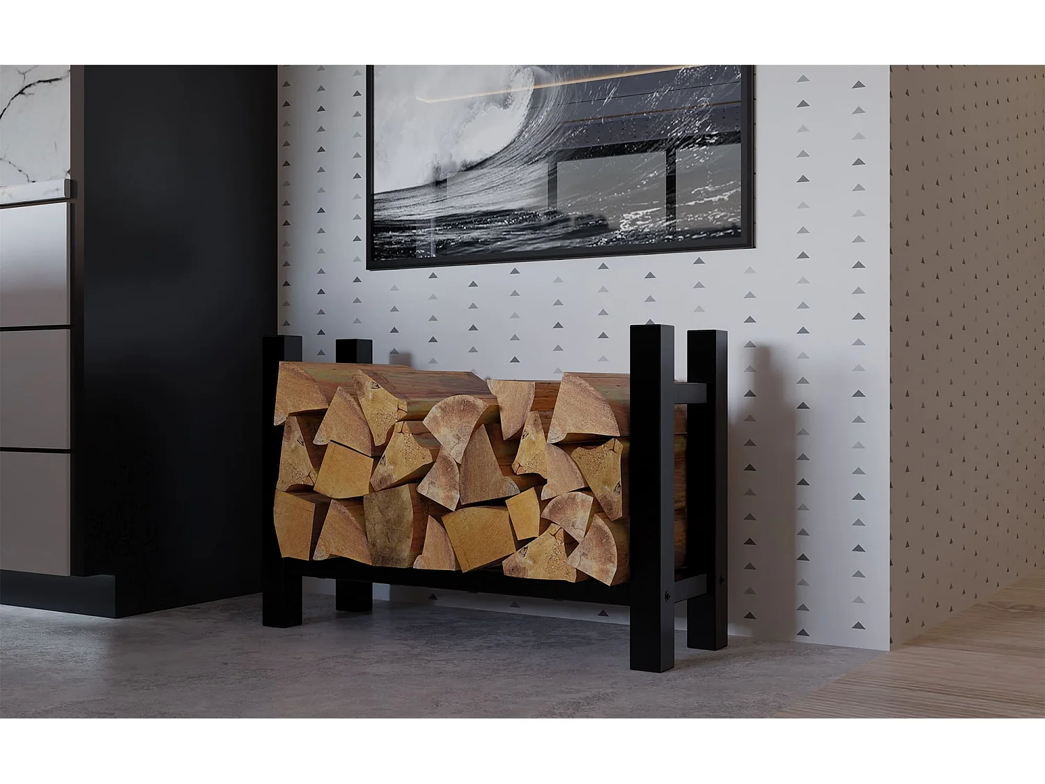 Brandhoutrek  - Metalen - 30x80x60 cm - zwart - Medya