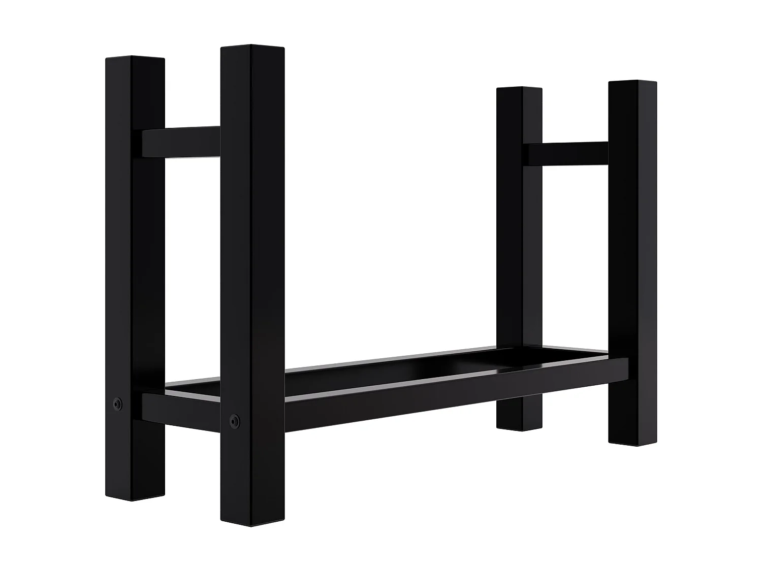 Etagère bois de cheminée - Métal - 30x80x60 cm - Noir - Medya