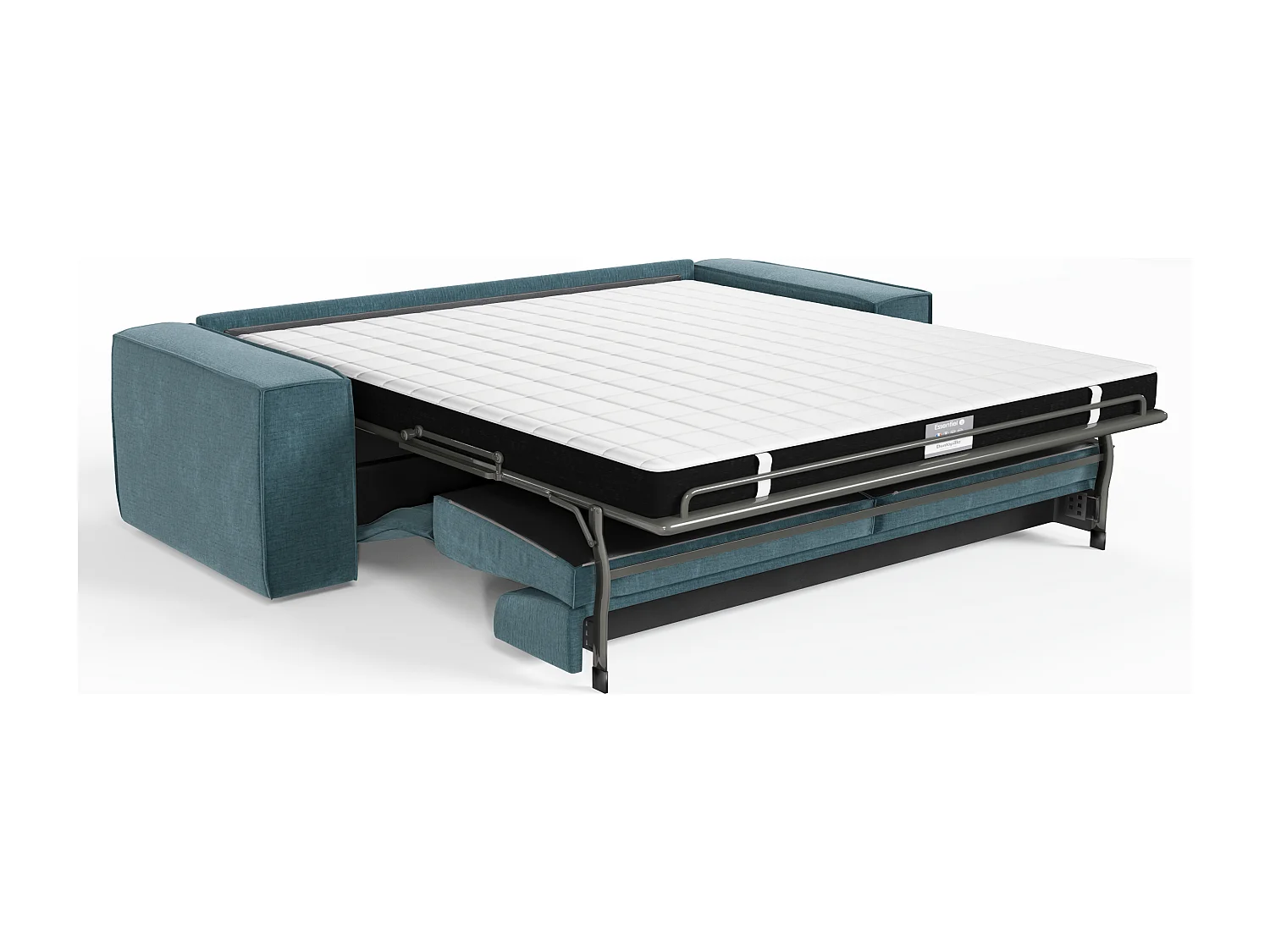 Canapé convertible express dunlopillo velours à motifs bleu 160cm