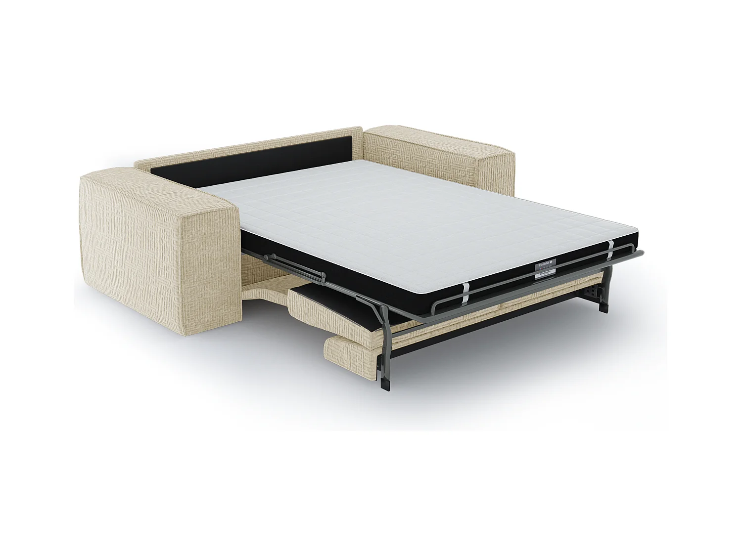 Canapé convertible express dunlopillo velours à motifs crème 160cm JOAN