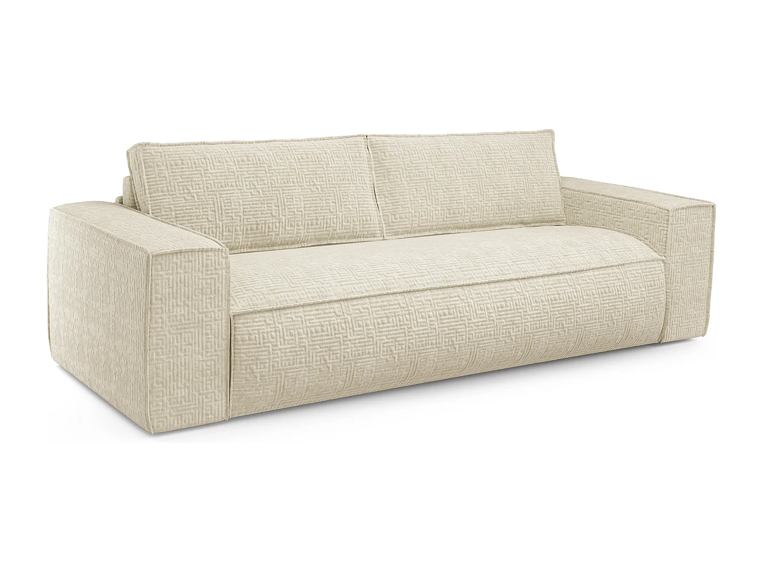 Canapé convertible express dunlopillo velours à motifs crème 160cm JOAN