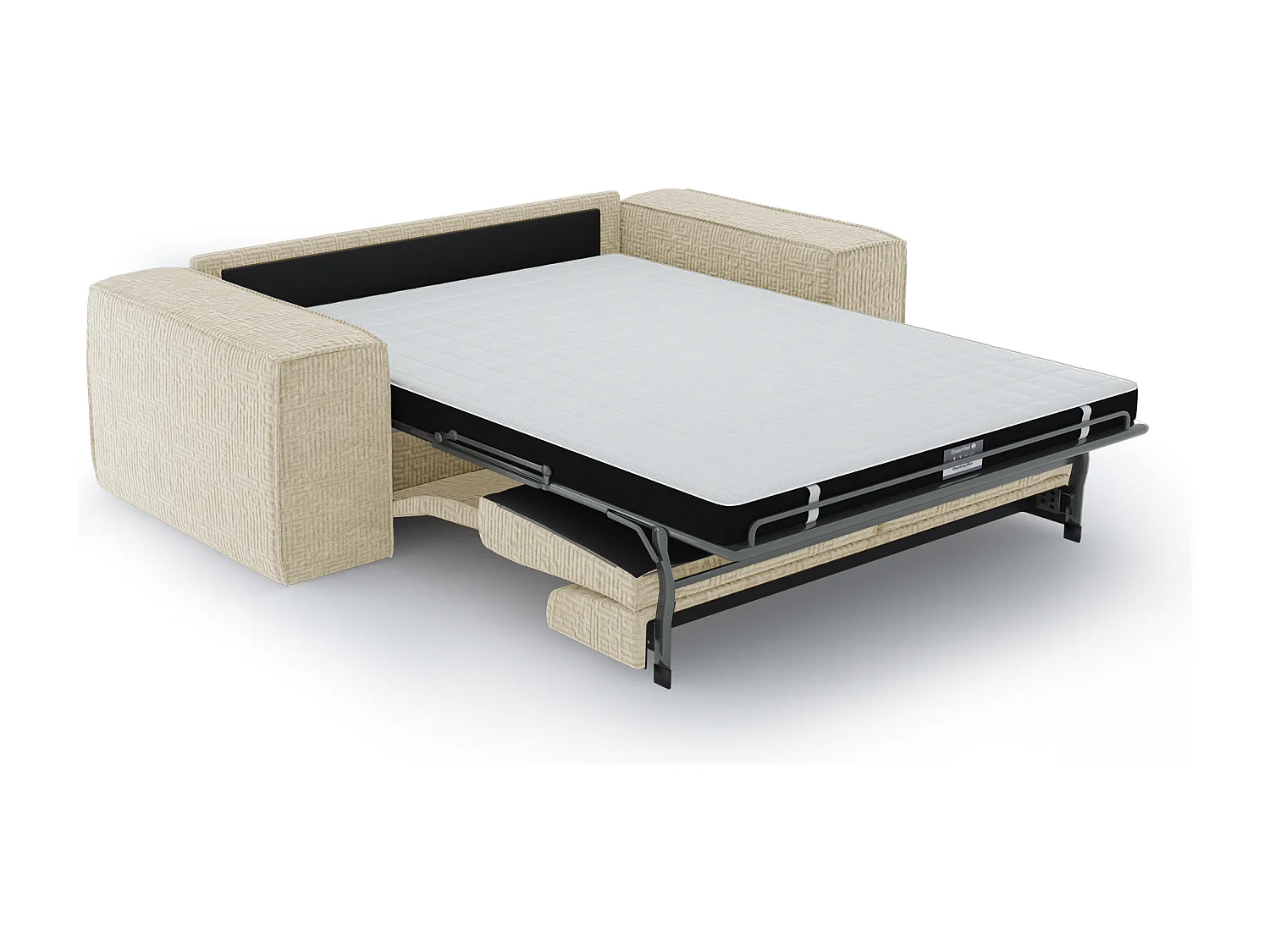 Canapé convertible express dunlopillo velours à motifs crème 160cm JOAN