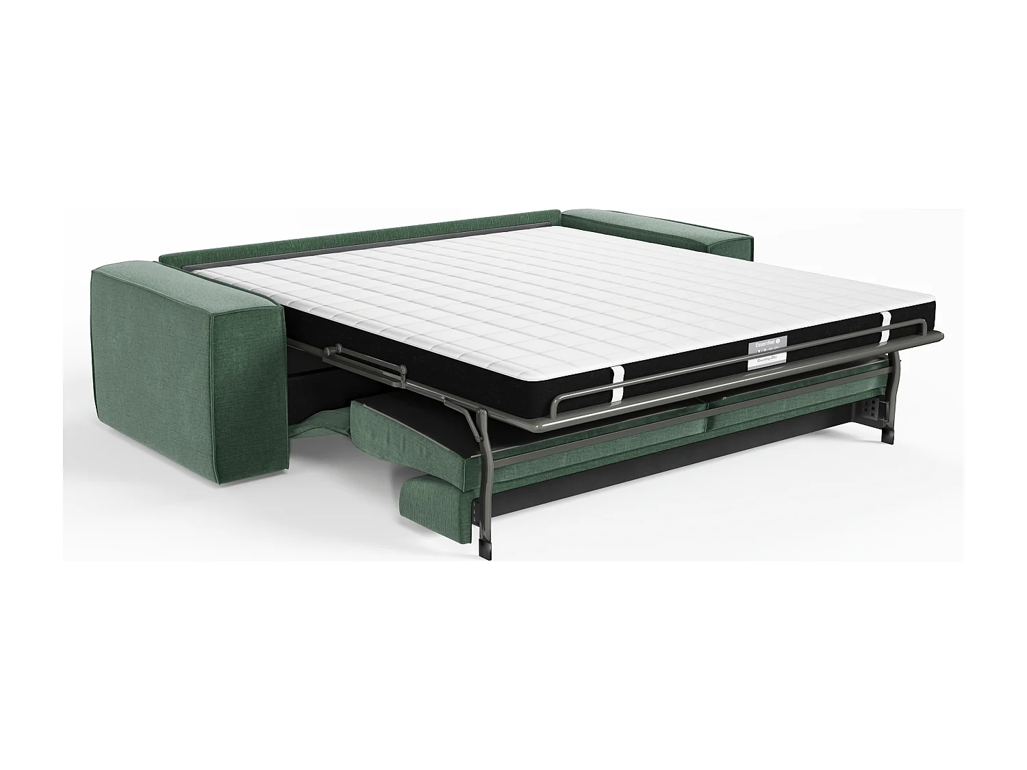 Canapé convertible express dunlopillo velours à motifs vert 160cm