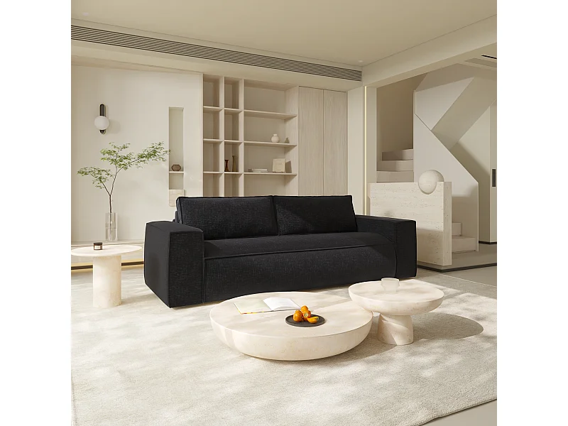 Canapé convertible express matelas velours à motifs anthracite 160cm JOAN