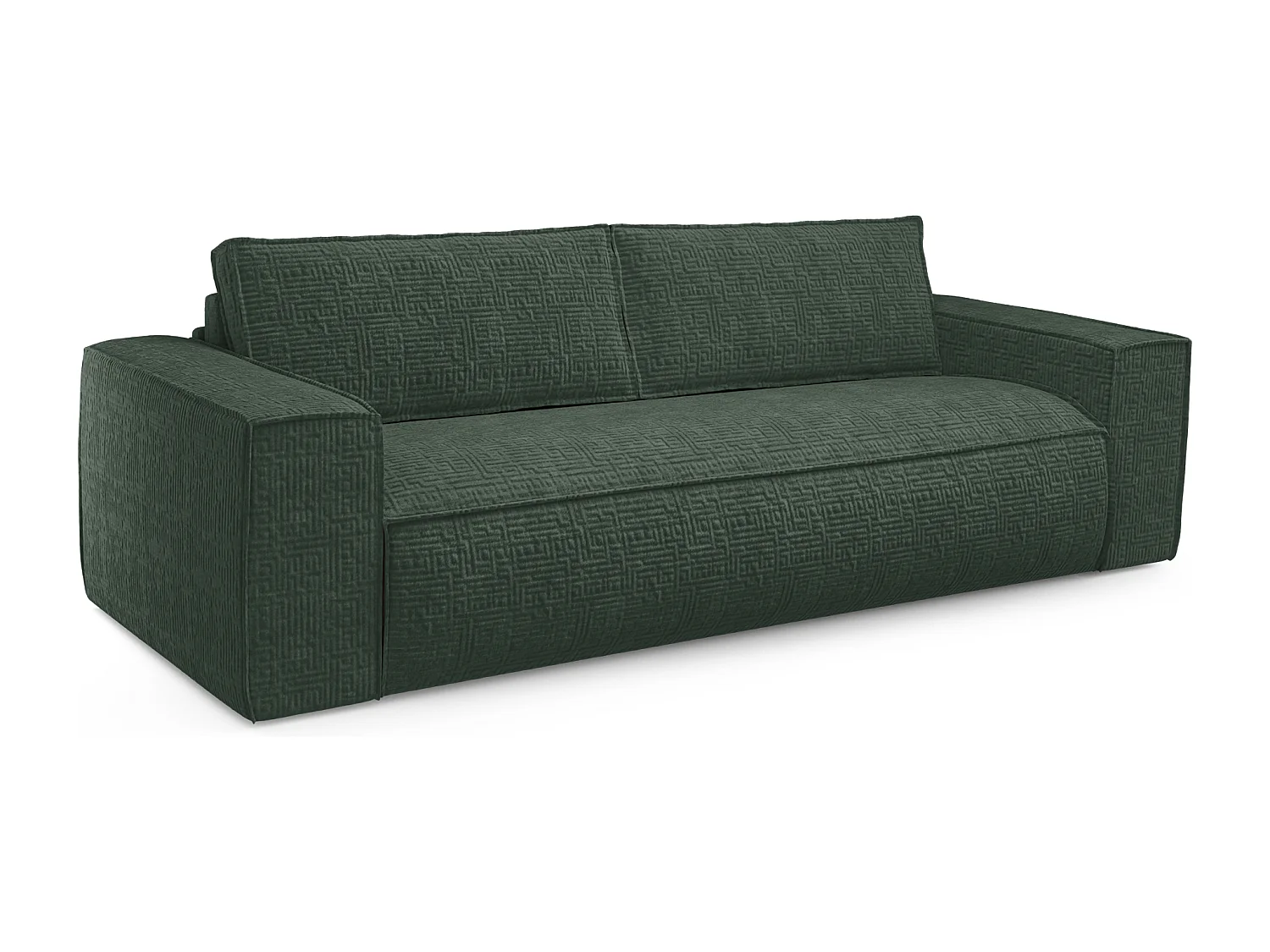 Canapé convertible express dunlopillo velours à motifs vert 140cm JOAN
