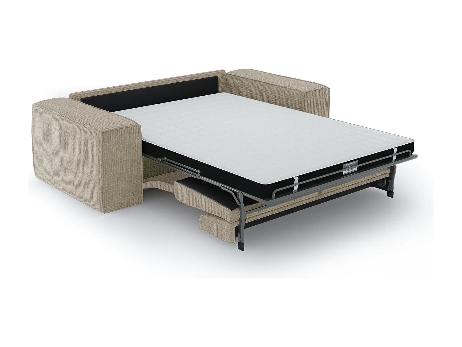 Canapé convertible express dunlopillo velours à motifs beige 160cm JOAN