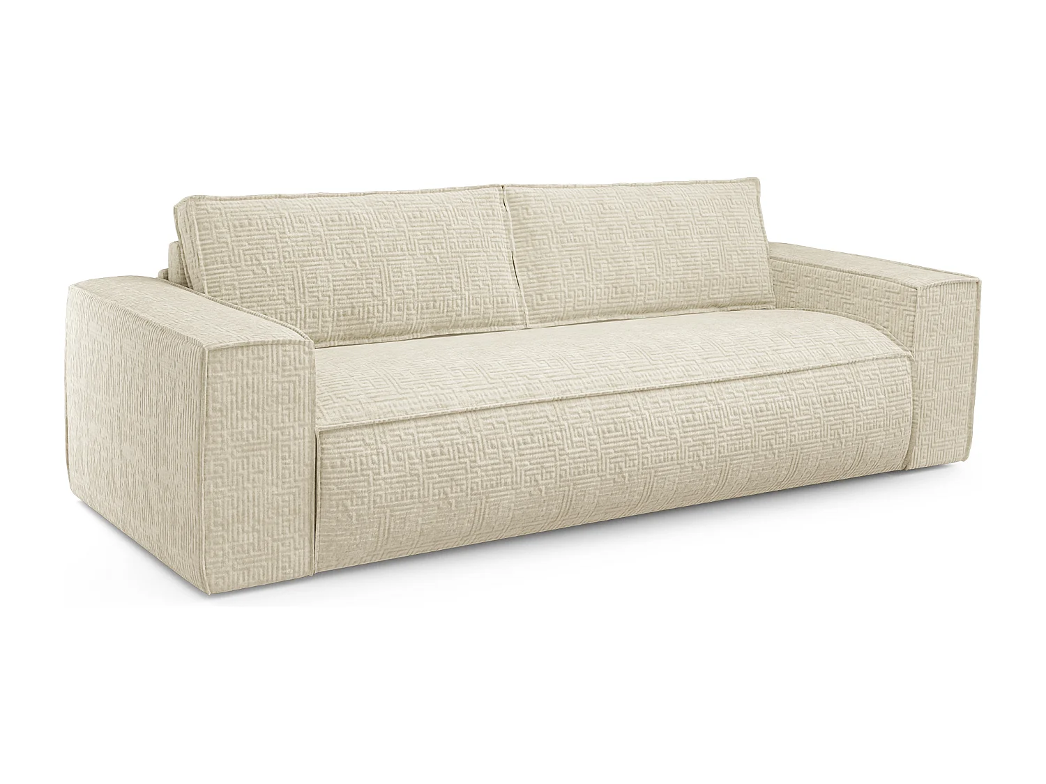 Canapé convertible express dunlopillo velours à motifs crème 140cm JOAN