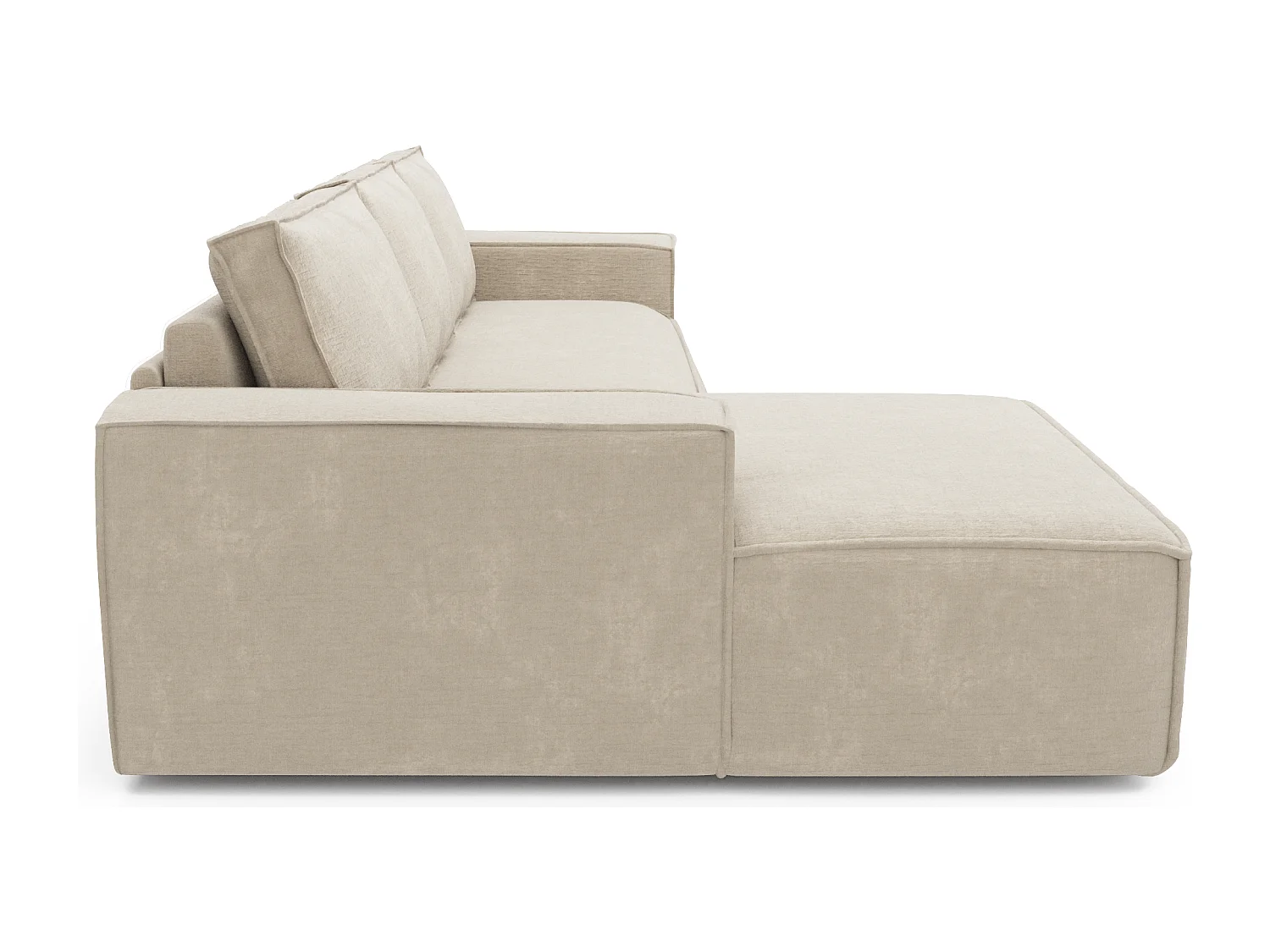 Canapé convertible angle gauche matelas velours à motifs crème 140cm JOAN