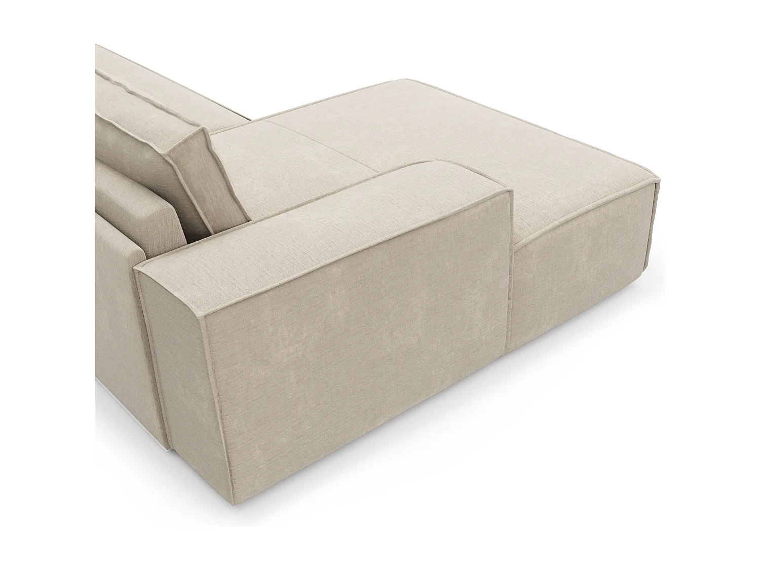 Canapé convertible angle gauche matelas velours à motifs crème 140cm JOAN