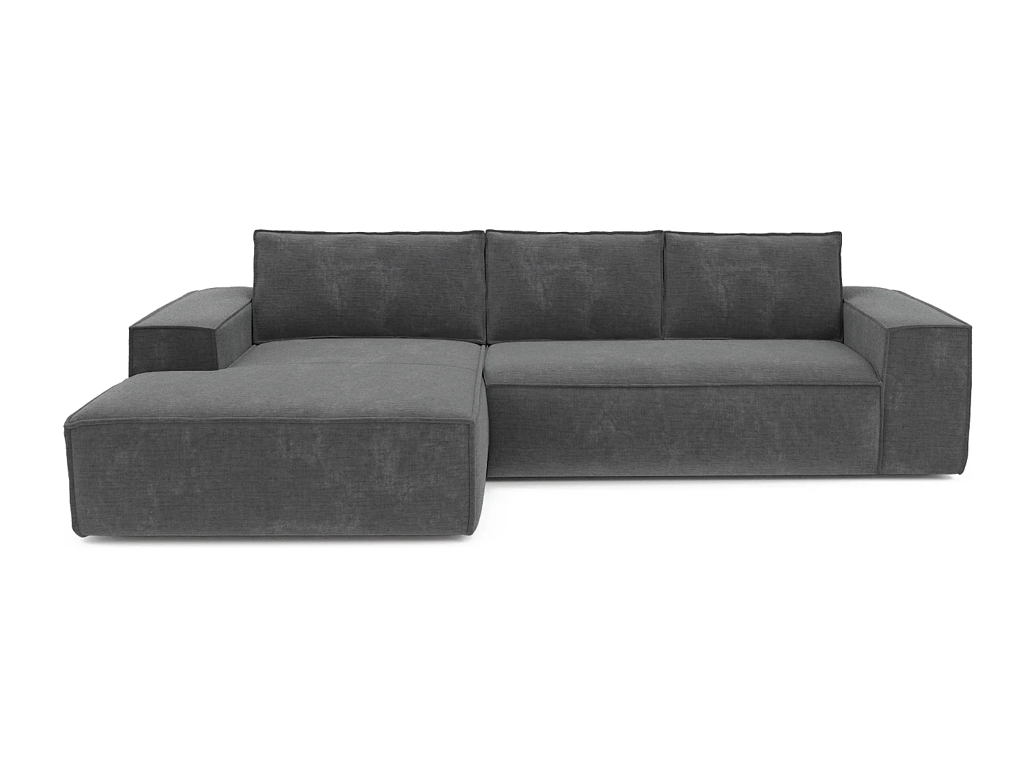 Canapé convertible angle gauche dunlopillo velours à motifs gris 140cm JOAN