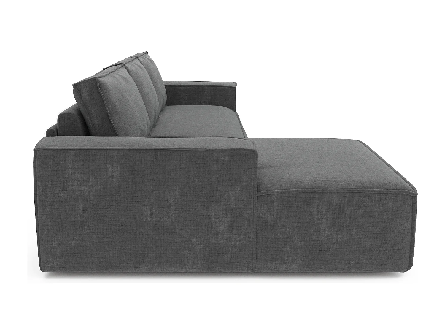 Canapé convertible angle gauche dunlopillo velours à motifs gris 140cm JOAN
