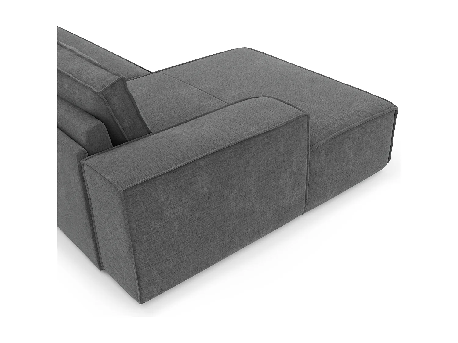 Canapé convertible angle gauche dunlopillo velours à motifs gris 140cm JOAN