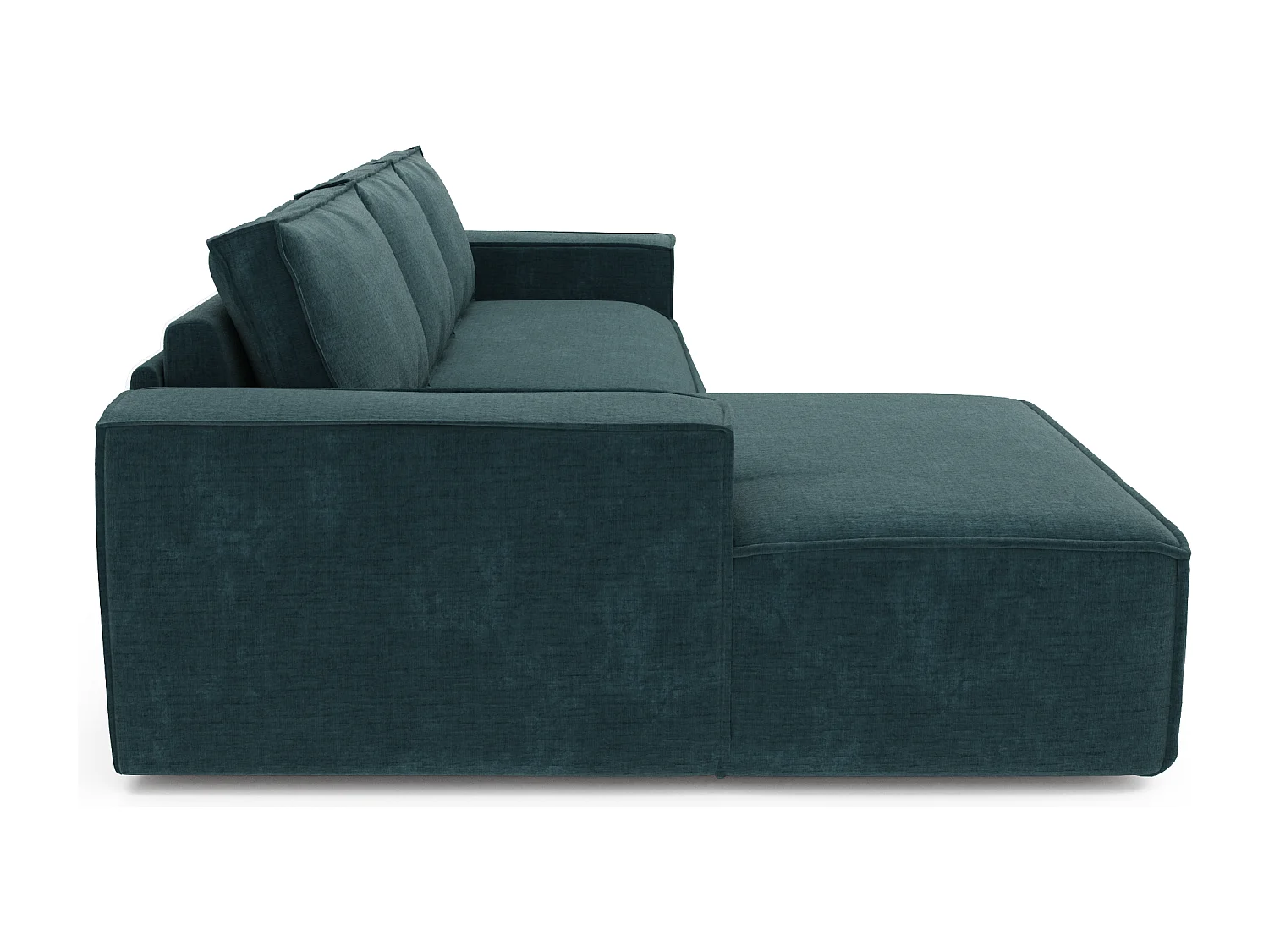 Canapé convertible angle gauche dunlopillo velours à motifs bleu 140cm JOAN