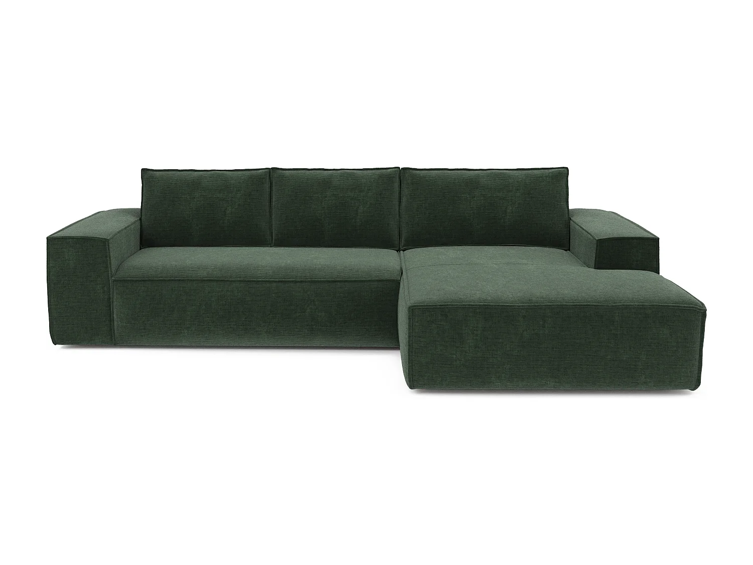 Canapé convertible angle droit dunlopillo velours à motifs vert 140cm JOAN
