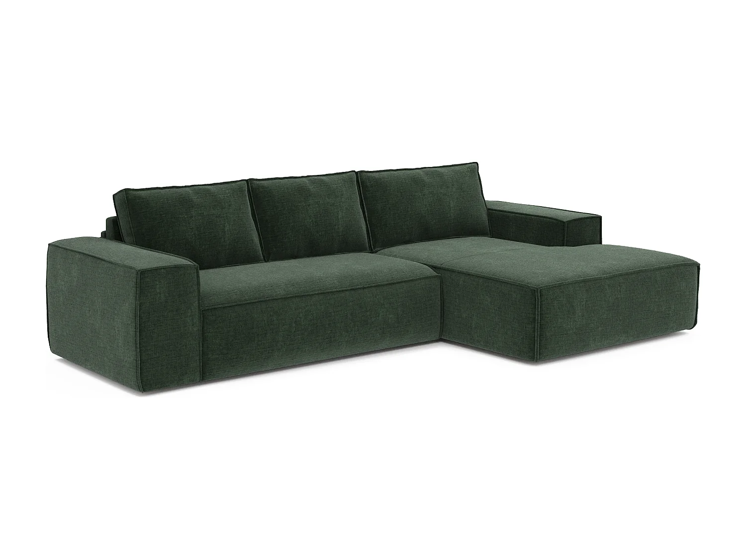 Canapé convertible angle droit dunlopillo velours à motifs vert 140cm JOAN