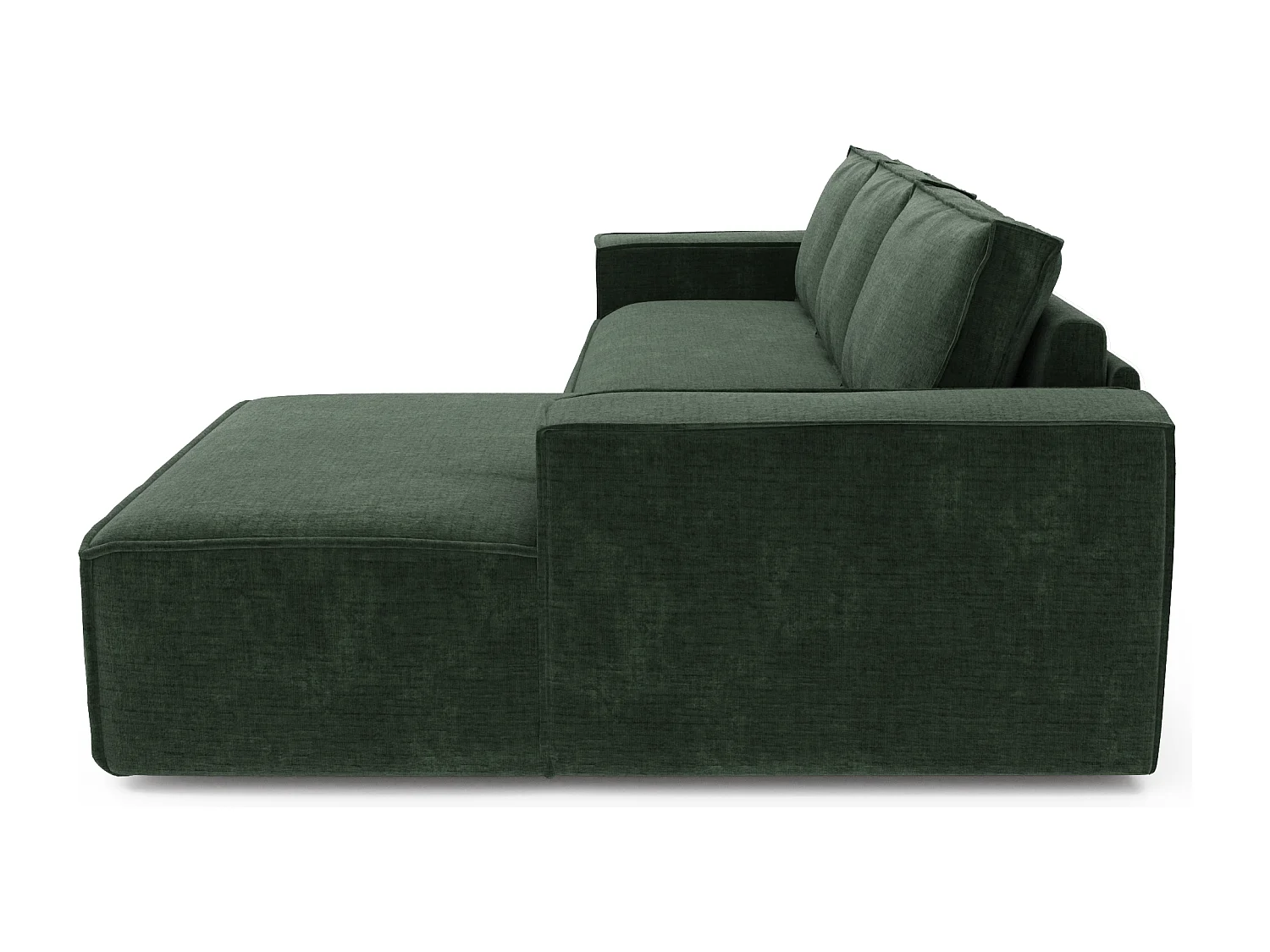 Canapé convertible angle droit dunlopillo velours à motifs vert 140cm JOAN
