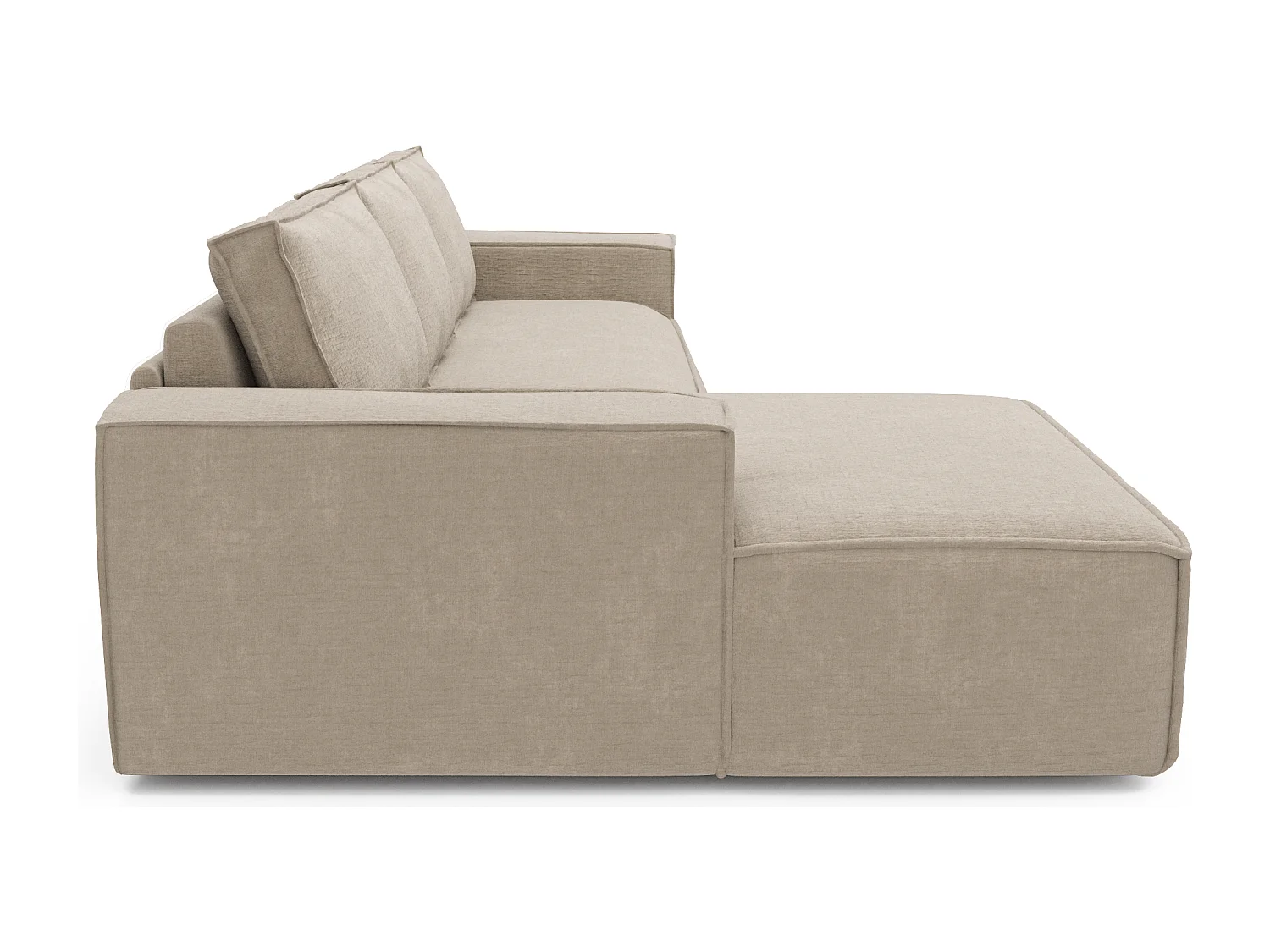 Canapé convertible angle gauche matelas velours à motifs beige 140cm JOAN