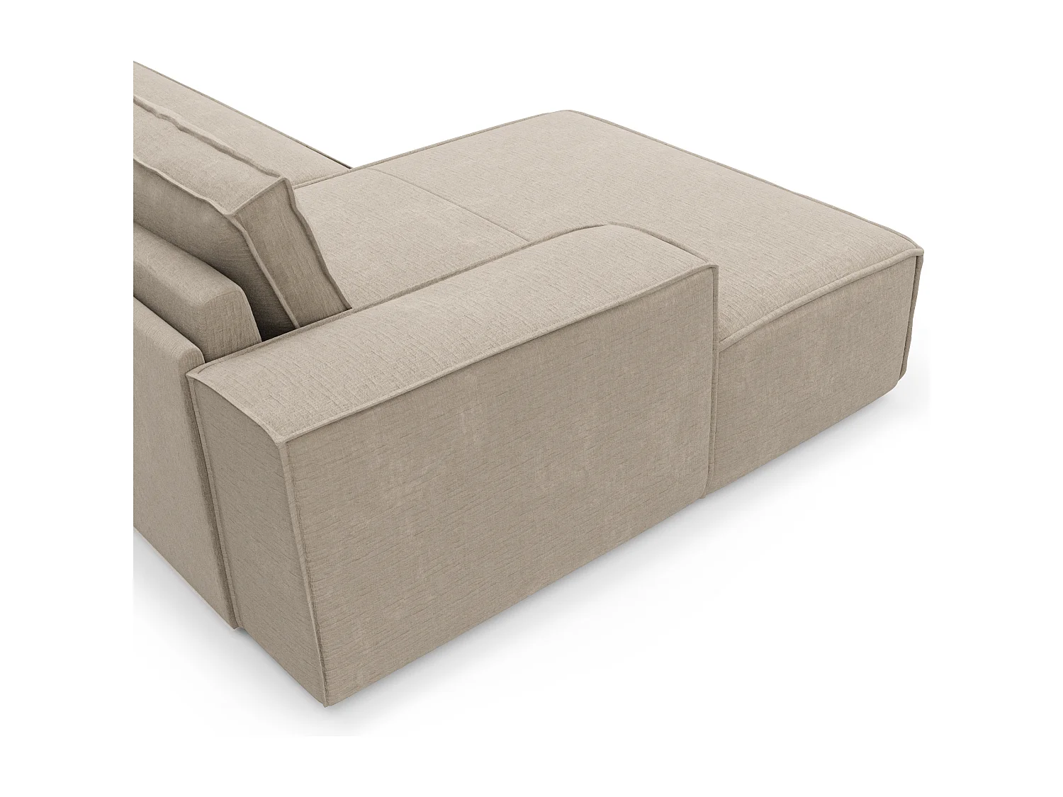 Canapé convertible angle gauche matelas velours à motifs beige 140cm JOAN