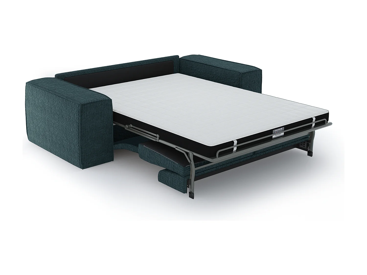 Canapé convertible express dunlopillo velours à motifs bleu 140cm JOAN