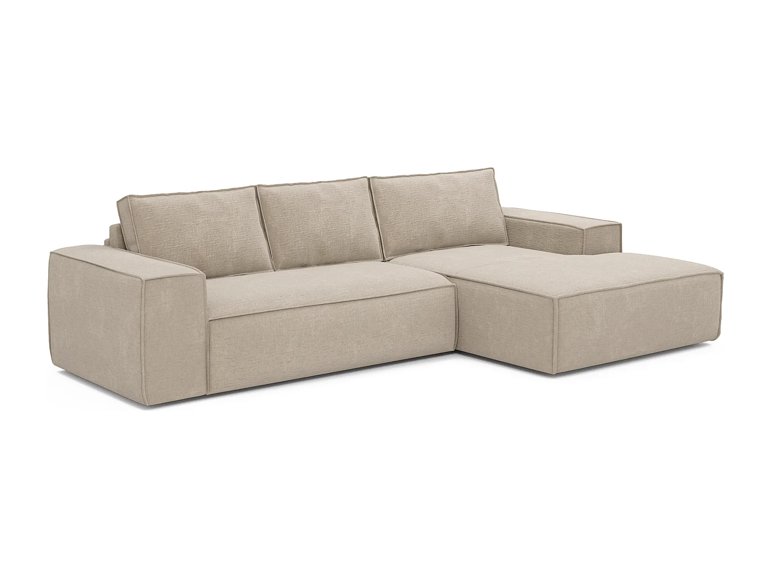 Canapé convertible angle droit dunlopillo velours à motifs beige 140cm JOAN