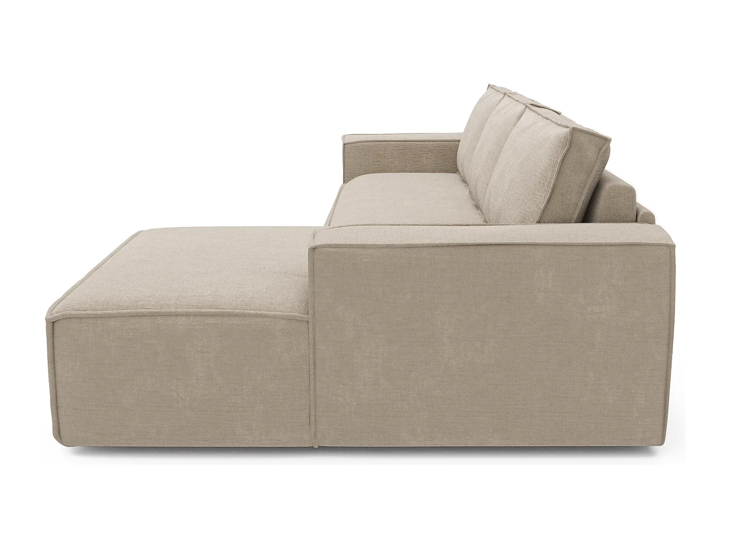 Canapé convertible angle droit dunlopillo velours à motifs beige 140cm JOAN