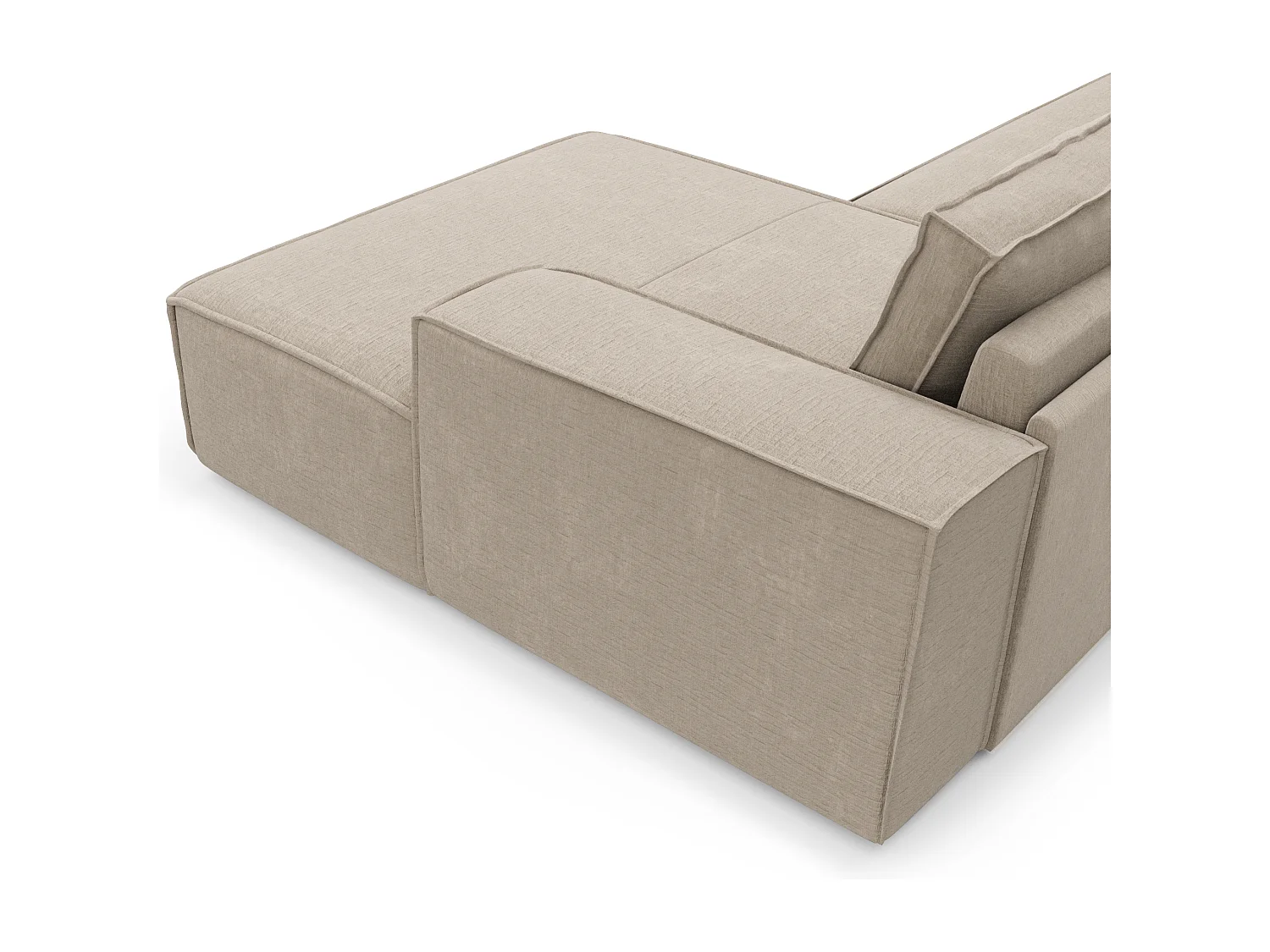 Canapé convertible angle droit dunlopillo velours à motifs beige 140cm JOAN