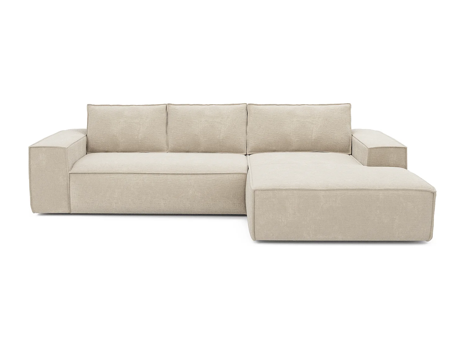 Canapé convertible angle droit dunlopillo velours à motifs crème 140cm JOAN