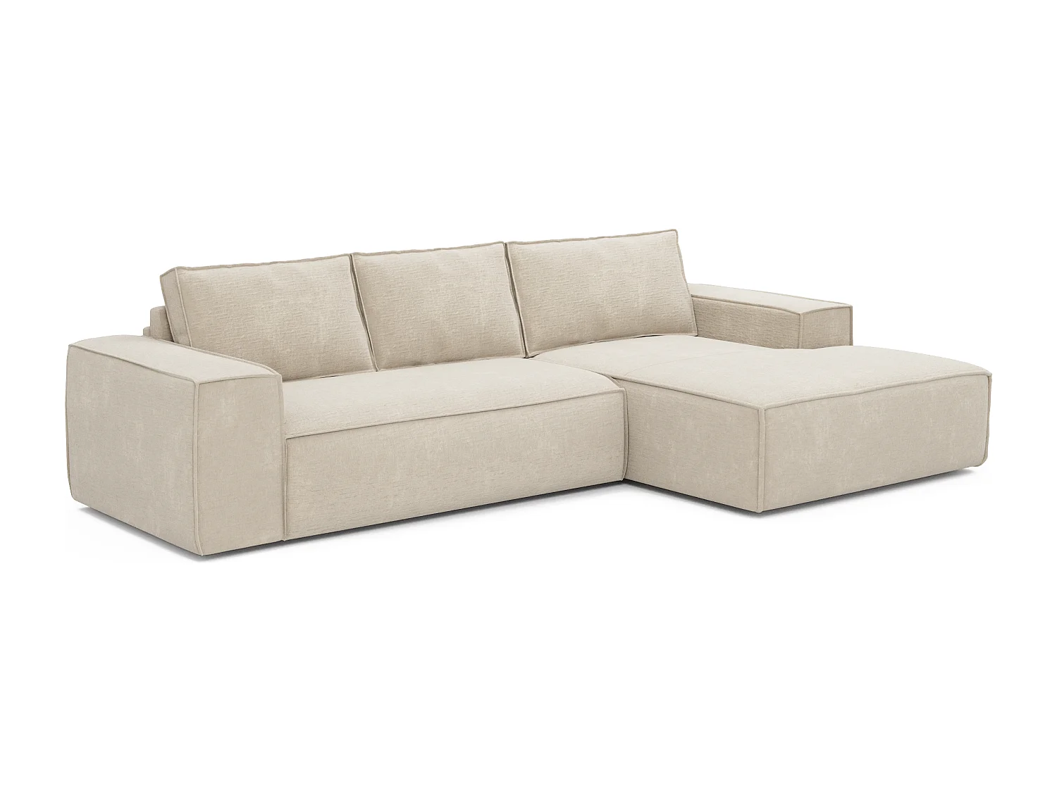 Canapé convertible angle droit dunlopillo velours à motifs crème 140cm JOAN