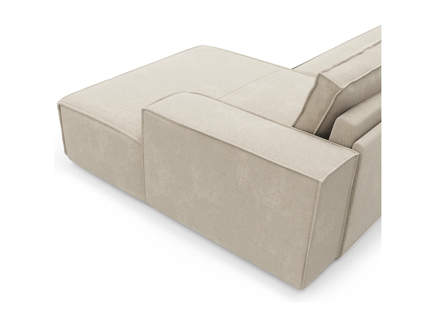 Canapé convertible angle droit 5 places JOAN en velours crème