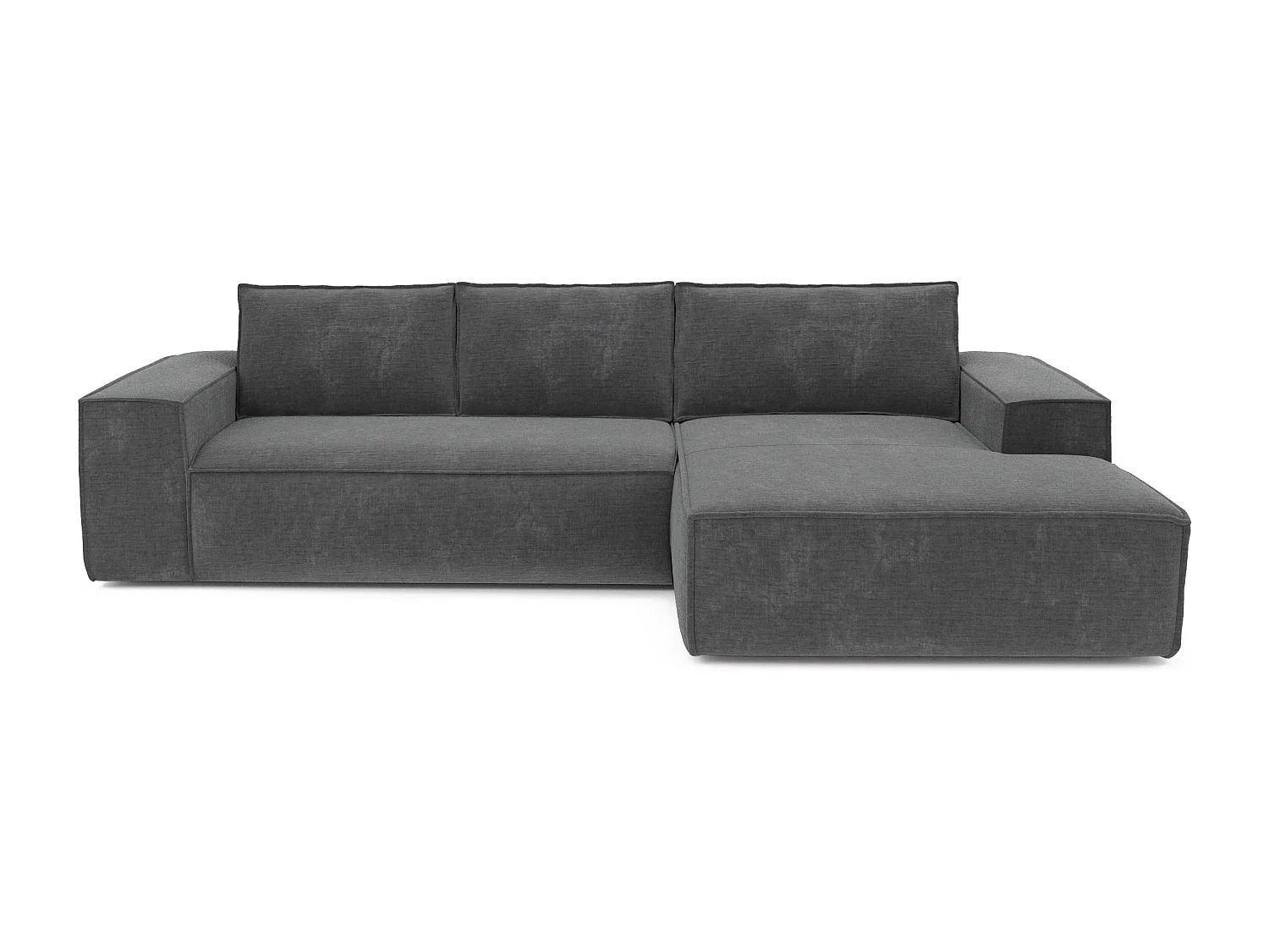 Canapé convertible angle droit dunlopillo velours à motifs gris 140cm JOAN