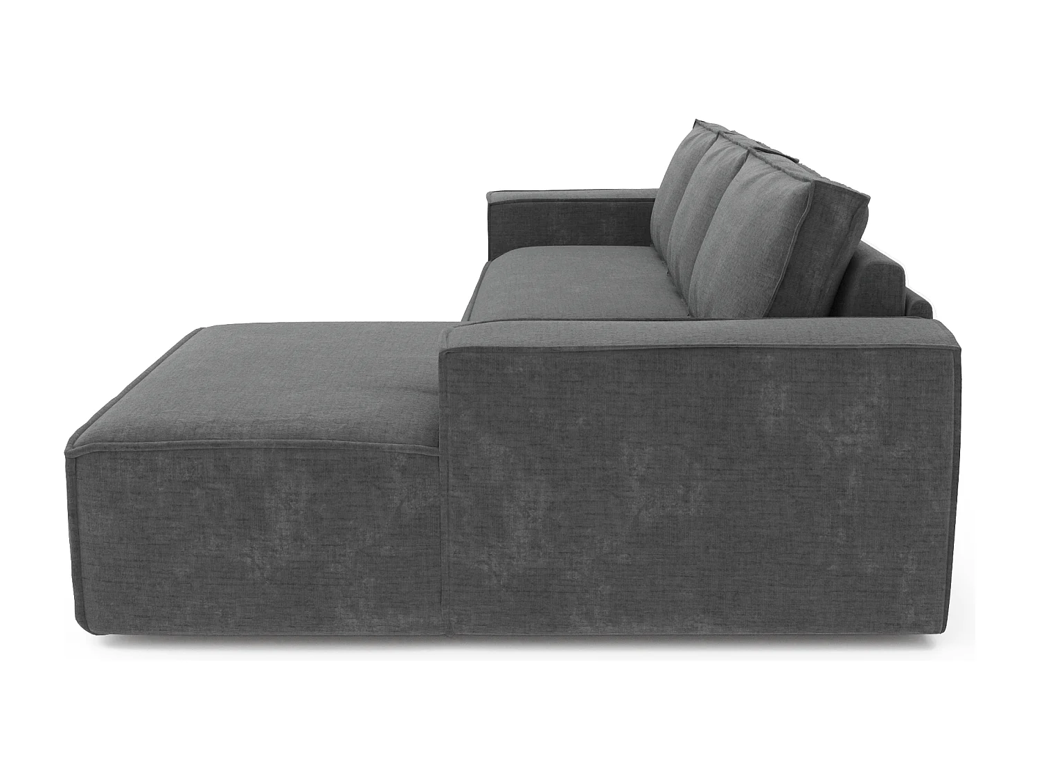 Canapé convertible angle droit dunlopillo velours à motifs gris 140cm JOAN