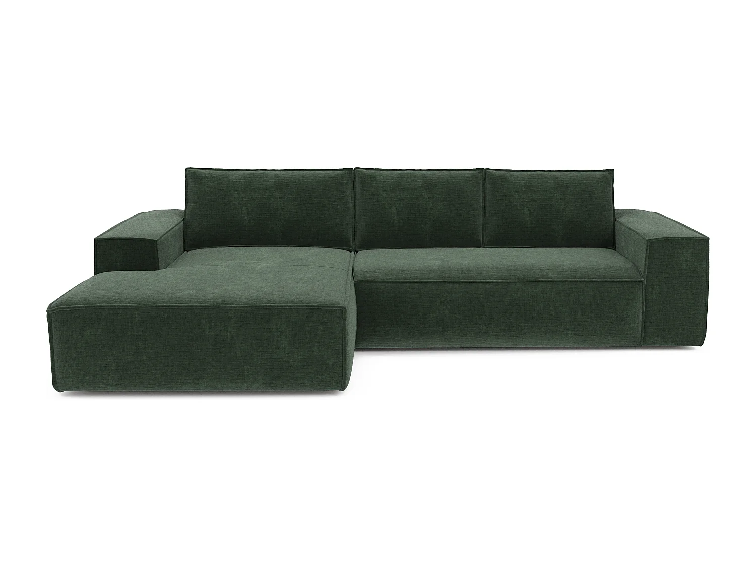 Canapé convertible angle gauche dunlopillo velours à motifs vert 140cm JOAN