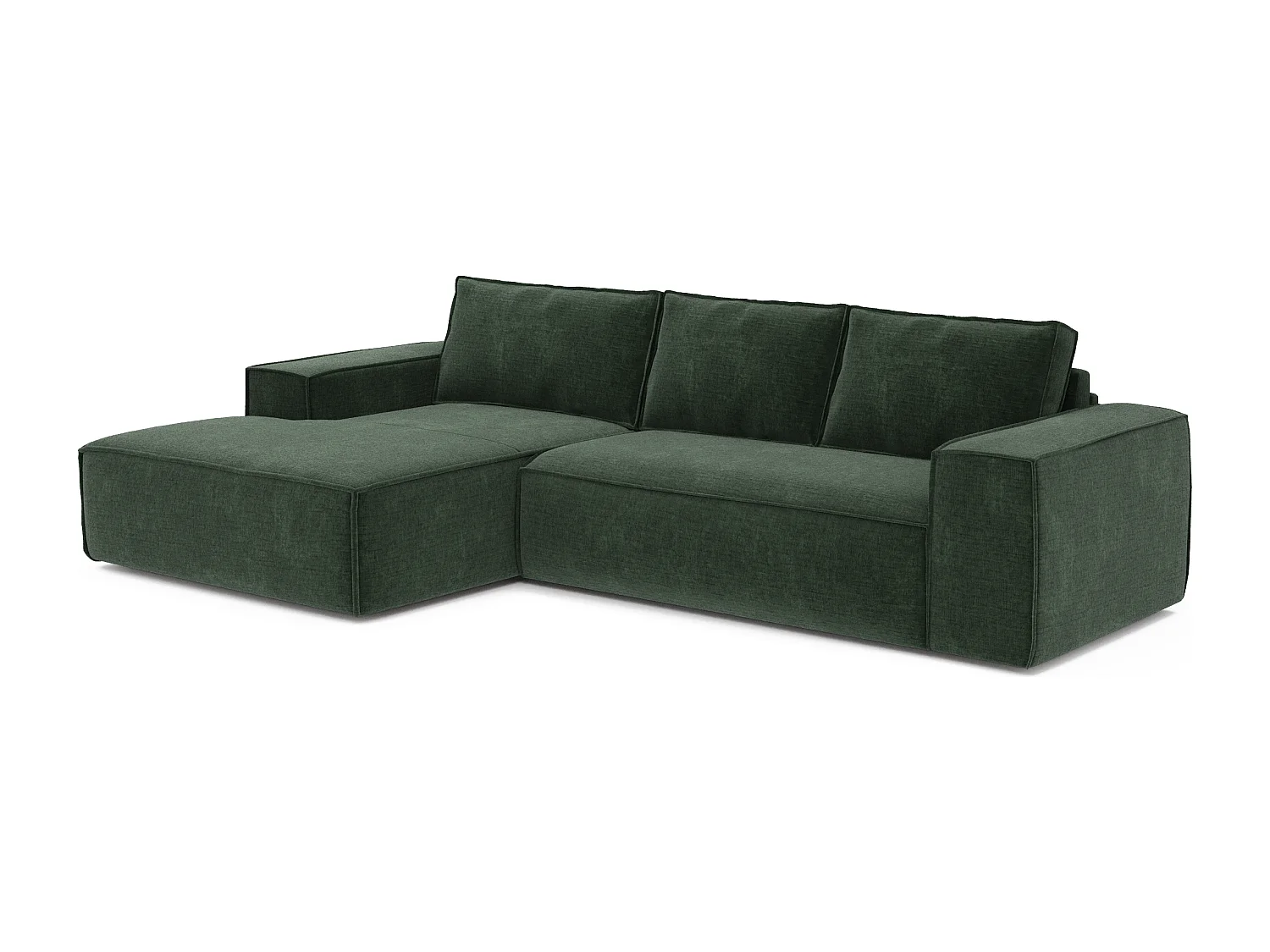 Canapé convertible angle gauche dunlopillo velours à motifs vert 140cm JOAN