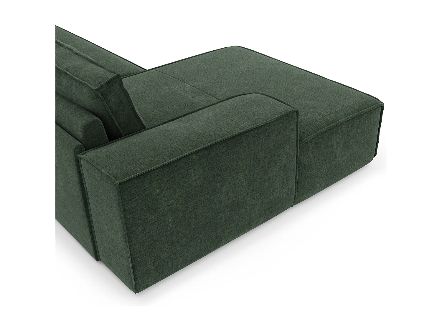 Canapé convertible angle gauche dunlopillo velours à motifs vert 140cm JOAN