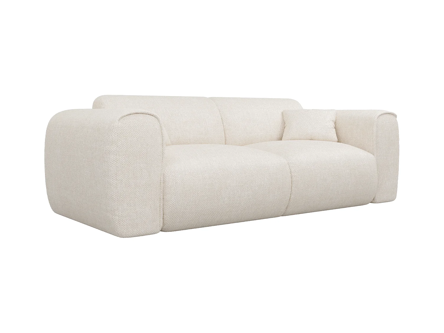 Sofa 3-Sitzer mit Matratze - Strukturstoff - Beige - POGNIA