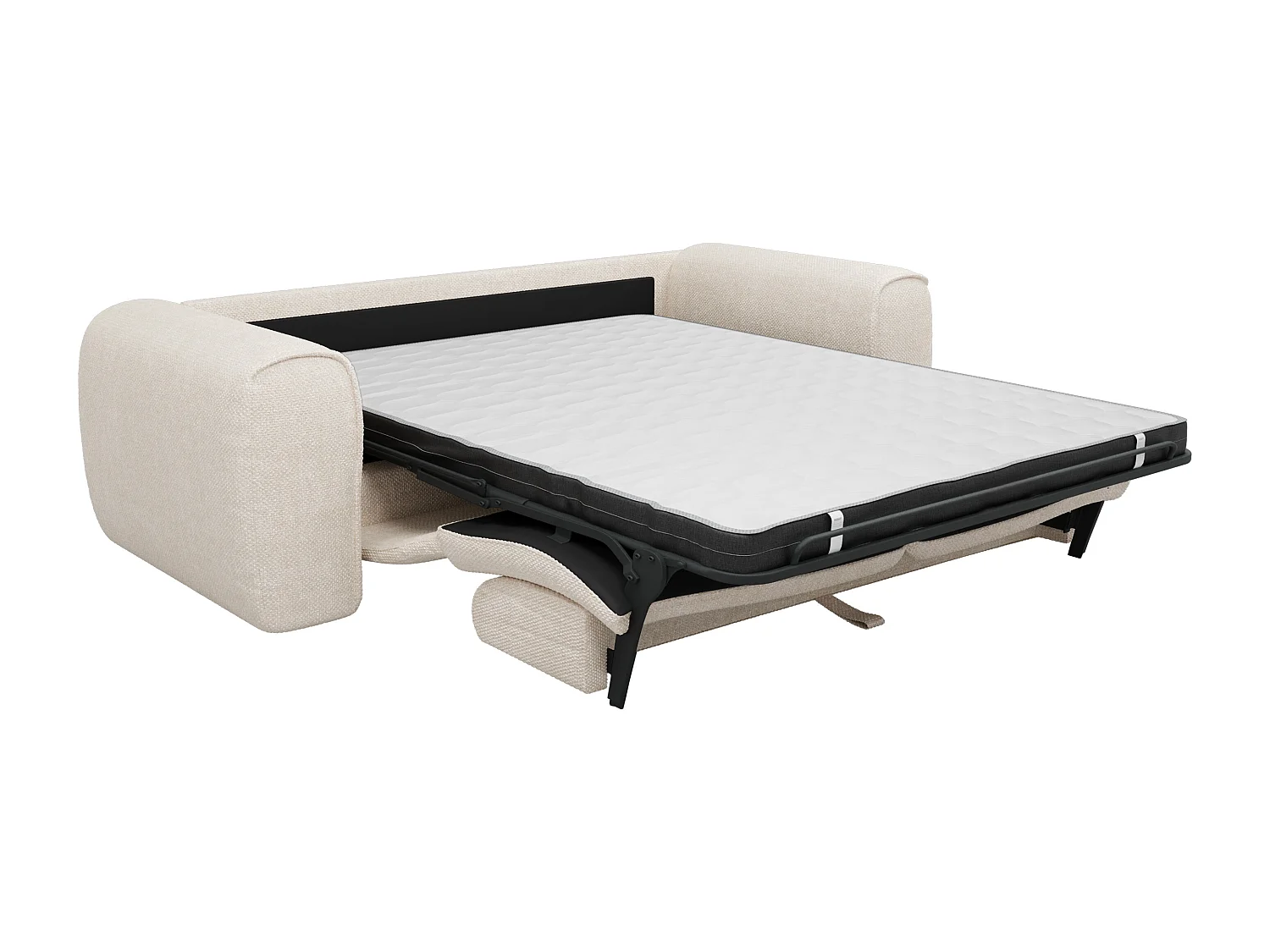 Divano letto 3 posti a ribalta in Tessuto testurizzato Beige  - POGNIA